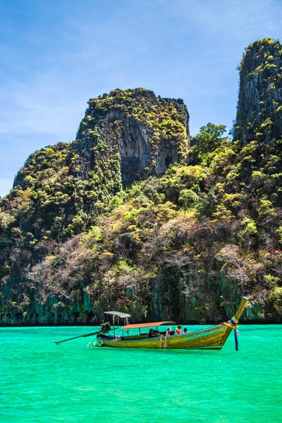 Phi Phi Leh Lagoon Med Båt Koh Phi Phi Leh — Stockfoto