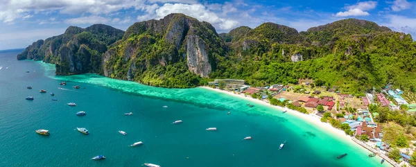 Vista Aérea Playa Ton Sai Koh Phi Phi Krabi Tailandia —  Fotos de Stock