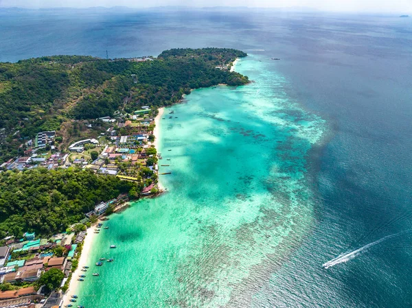 Stock image Aerial view of Ton Sai Beach in Koh Phi Phi, Krabi Thailand, south east asia