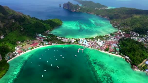 Flygfoto Över Ton Sai Beach Koh Phi Phi Krabi Thailand — Stockvideo