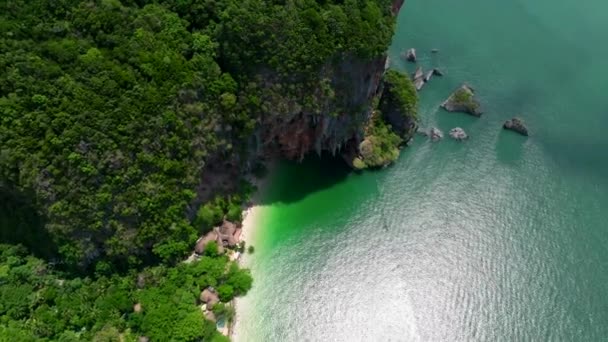 Повітряний Вид Рейлея Пха Нан Кейв Біч Крабі Таїланд Південно — стокове відео
