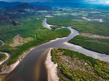 Khao Chom Pa Sea Mangrove 'da, Trang, Tayland' da kalp şeklinde bir ada. Yüksek kalite fotoğraf