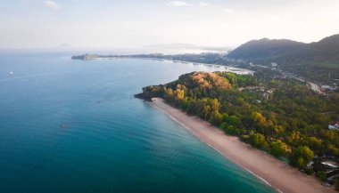 Aerial view of Long Beach at sunrise, in Koh Lanta, Krabi, Thailand. High quality photo clipart