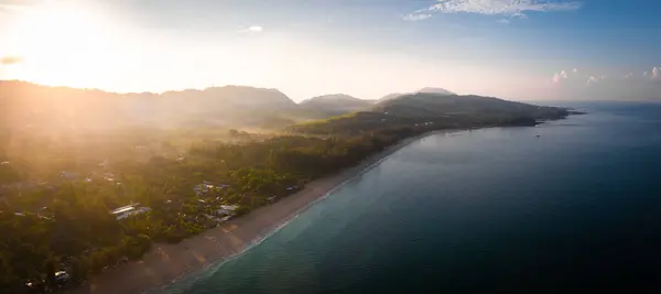 stock image Aerial view of Long Beach at sunrise, in Koh Lanta, Krabi, Thailand. High quality photo