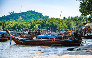Koh Mook ya da koh Muk adasında uzun kuyruklu sahil manzaralı, Trang, Tayland, Güney Asya