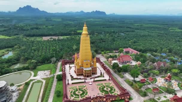 Widok Lotu Ptaka Wat Mahathat Wichiramongkol Krabi Tajlandia Azja Południowo — Wideo stockowe