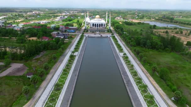 Flygfoto Över Centrala Moskén Songkhla Thailand Sydostasien — Stockvideo