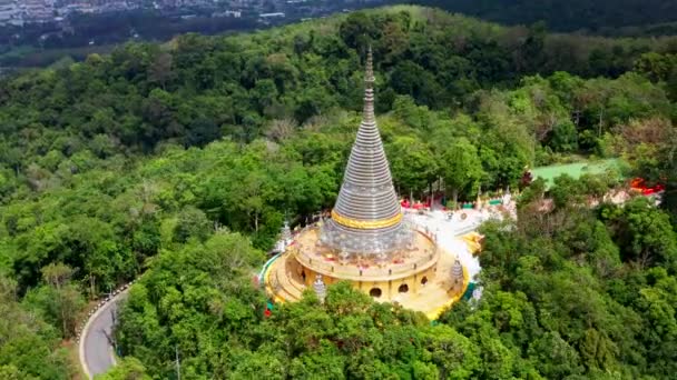 Phra Maha Chedi Tripob Trimongkol Pagoda Acero Hat Yai Songkhla — Vídeos de Stock