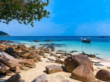 Lipe, Satun, Tayland, Güney Asya 'daki Sanom gizli plajı.