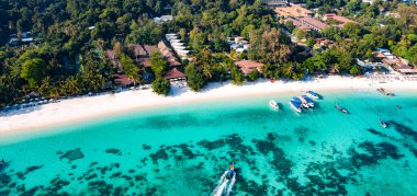 Aerial view of Pattaya Beach in Koh Lipe, Satun, Thailand, south east asia