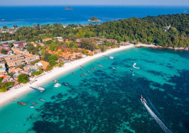 Aerial view of Pattaya Beach in Koh Lipe, Satun, Thailand, south east asia