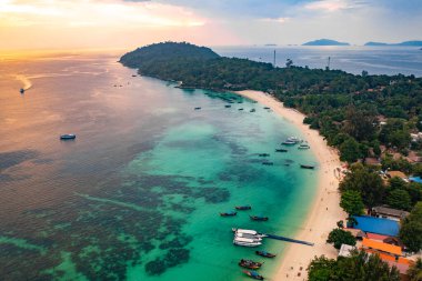 Aerial view of Pattaya Beach in Koh Lipe, Satun, Thailand, south east asia
