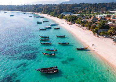 Aerial view of Pattaya Beach in Koh Lipe, Satun, Thailand, south east asia