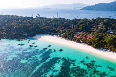 Aerial view of Pattaya Beach in Koh Lipe, Satun, Thailand, south east asia