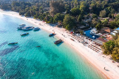 Aerial view of Pattaya Beach in Koh Lipe, Satun, Thailand, south east asia