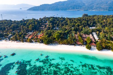 Aerial view of Pattaya Beach in Koh Lipe, Satun, Thailand, south east asia