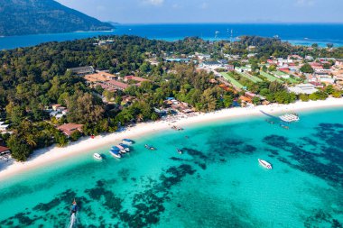 Aerial view of Pattaya Beach in Koh Lipe, Satun, Thailand, south east asia
