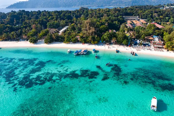 Aerial view of Pattaya Beach in Koh Lipe, Satun, Thailand, south east asia