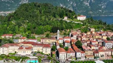 Aerial view of Bellagio village in Lake Como, in Italy, Europe.