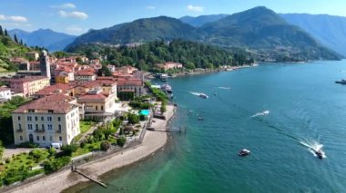 Aerial view of Bellagio village in Lake Como, in Italy, Europe.