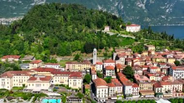 Aerial view of Bellagio village in Lake Como, in Italy, Europe.