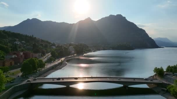 Aerial View Malgrate Lecco Lake Como Italy Europe — Stockvideo