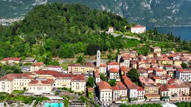 Aerial View Bellagio Village Lake Como Italy Europe — Video Stock