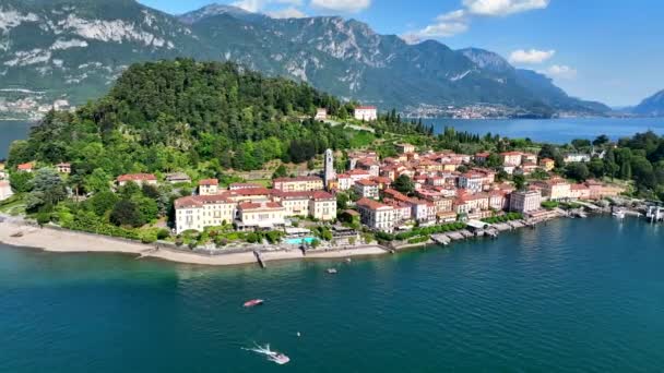 Aerial View Bellagio Village Lake Como Italy Europe — Video Stock