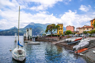 Street view of Varenna town in Como lake in the Province of Lecco in the Italian region Lombardy. High quality photo