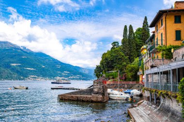 Street view of Varenna town in Como lake in the Province of Lecco in the Italian region Lombardy. High quality photo