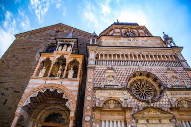 Street view of Bergamo italian city northeast of Milan, in the Lombardy region . High quality photo