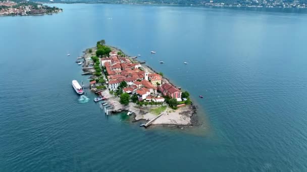 Aerial View Isola Superiore Isola Dei Pescatori Island Fishermen Borromean — Stock video