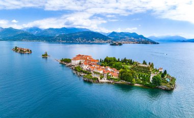 Aerial view of Isola Bella, in Isole Borromee archipelago in Lake Maggiore, Italy, Europe