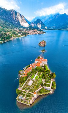 Aerial view of Isola Bella, in Isole Borromee archipelago in Lake Maggiore, Italy, Europe clipart