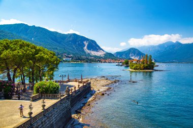 Aerial view of Isola Bella, in Isole Borromee archipelago in Lake Maggiore, Italy, Europe