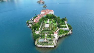 Aerial view of Isola Bella, in Isole Borromee archipelago in Lake Maggiore, Italy, Europe