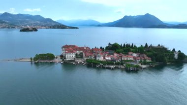 Aerial view of Isola Bella, in Isole Borromee archipelago in Lake Maggiore, Italy, Europe