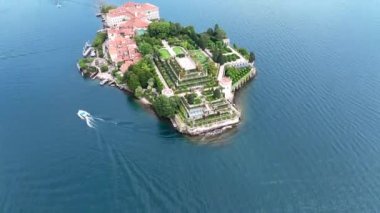 Aerial view of Isola Bella, in Isole Borromee archipelago in Lake Maggiore, Italy, Europe