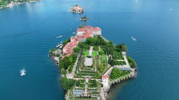 Aerial View Isola Bella Isole Borromee Archipelago Lake Maggiore Italy — 비디오
