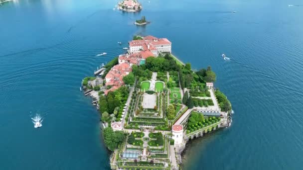 Aerial View Isola Bella Isole Borromee Archipelago Lake Maggiore Italy — Vídeo de stock