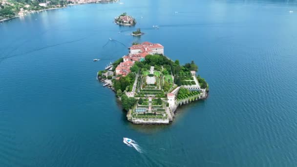 Aerial View Isola Bella Isole Borromee Archipelago Lake Maggiore Italy — Vídeo de stock