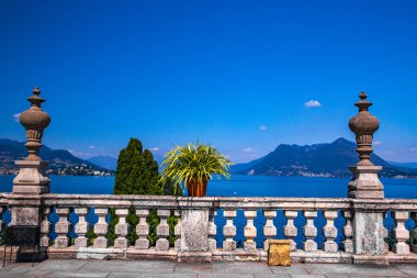 Aerial view of Isola Bella, in Isole Borromee archipelago in Lake Maggiore, Italy, Europe