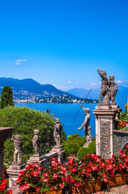 Aerial view of Isola Bella, in Isole Borromee archipelago in Lake Maggiore, Italy, Europe
