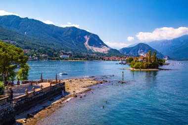 Aerial view of Isola Bella, in Isole Borromee archipelago in Lake Maggiore, Italy, Europe