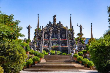 Italian style baroque Garden on Isola Bella, in isole borromee islands in lake Maggiore, Italy, Europe