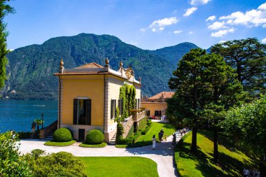 View of Villa del Balbianello overlooking Lake Como in Lenno, Lombardy, Italy. High quality photo