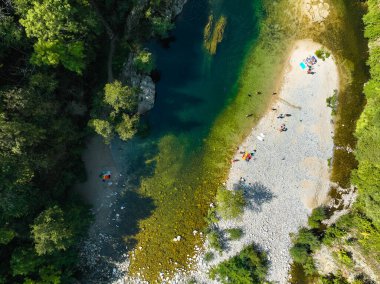 Le pont du diable or Devil Bridge ain Thueyts village in the Ardeche department in southern France, Europe