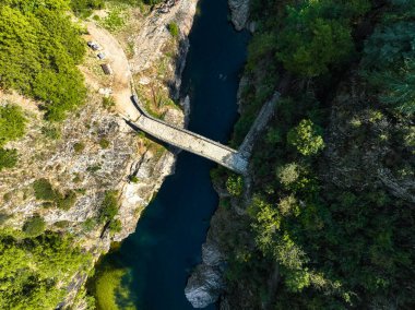 Le pont du diable or Devil Bridge ain Thueyts village in the Ardeche department in southern France, Europe