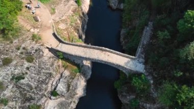 Le pont du diable or Devil Bridge ain Thueyts village in the Ardeche department in southern France, Europe