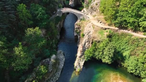 Pont Diable Devil Bridge Thueyts Village Ardeche Department South France — стоковое видео